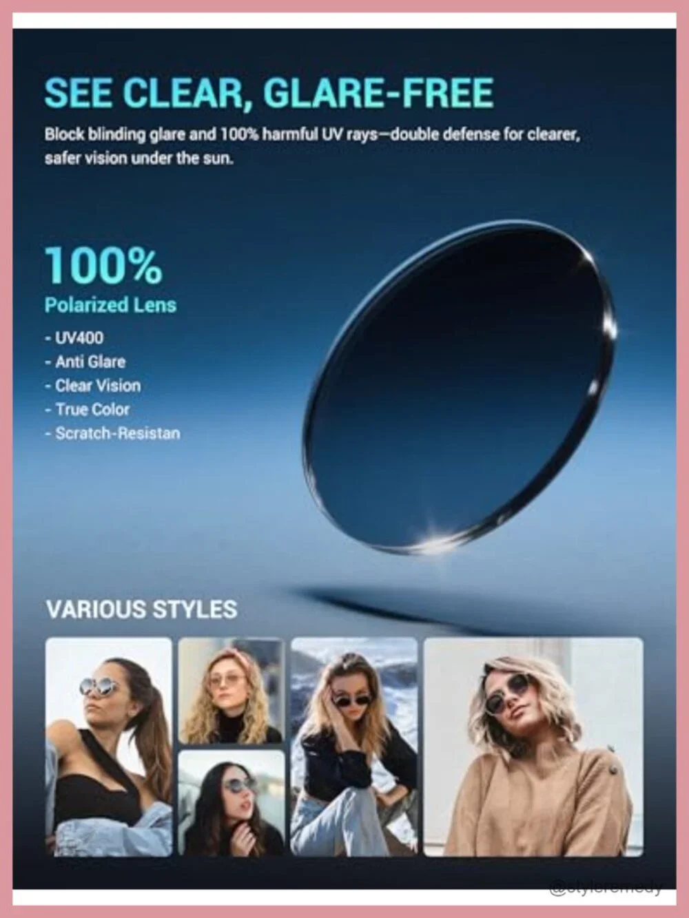 Classic Square Polarized Sunglasses for UV Protection